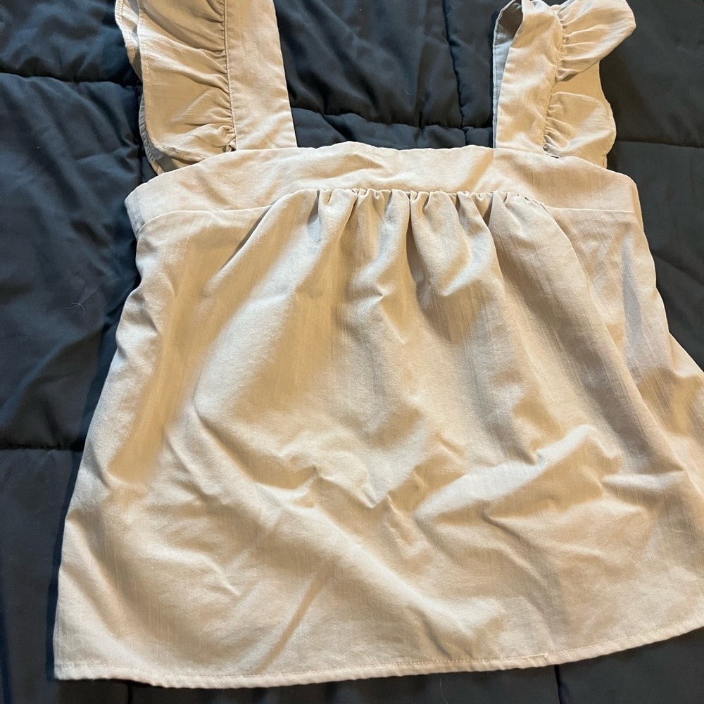 Women's Cream Ruffle Strap Top - Picture 2 of 5